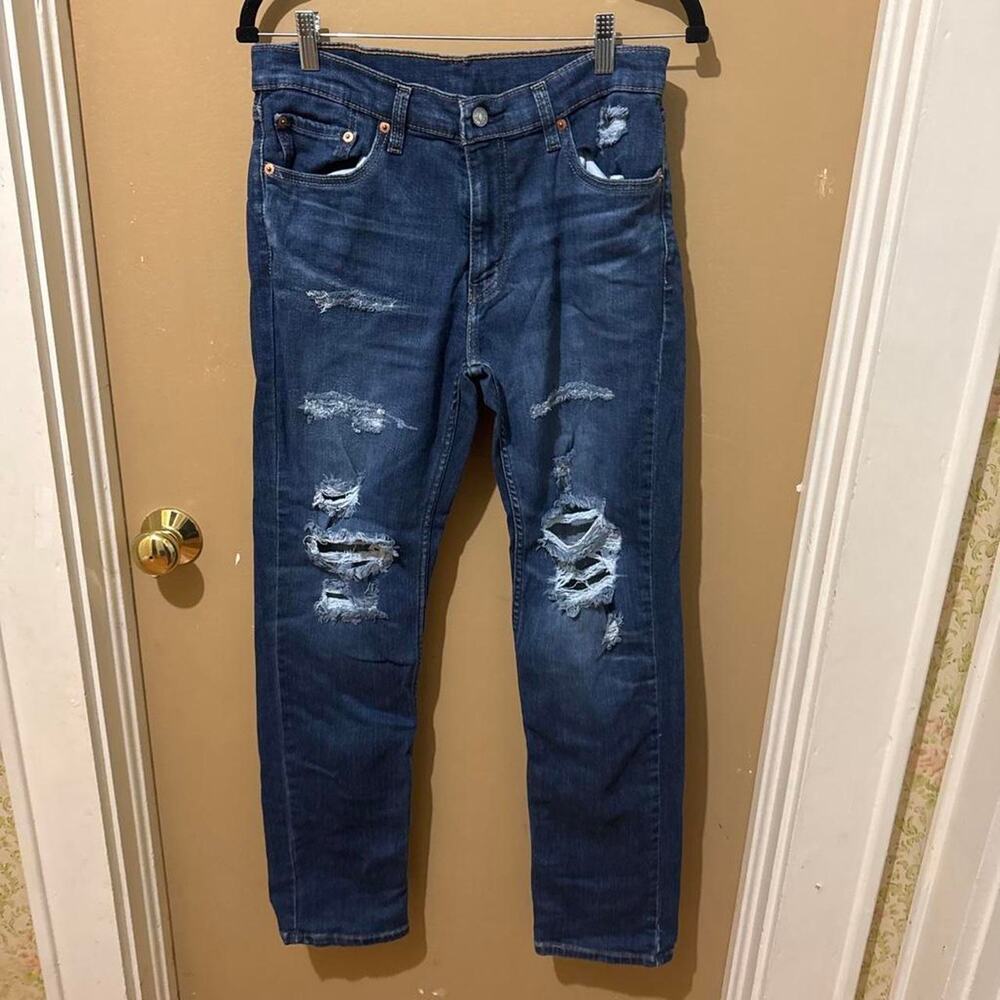 Levi's 511 Slim Fit Jeans Mens 32x32 Blue Good Distressed Ripped 04511-4478